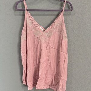Elegant Lace Trim Pink Cami Top